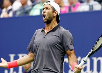Fernando Verdasco celebrates after defeating Andy Murray in Beijing, Friday 