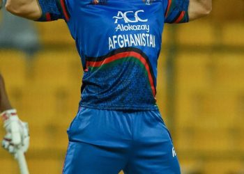 Muscle power: Afghan pacer Gulbadin Naib celebrates after dismissing a Sri Lankan batsman