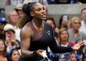 Serena Williams reacts during her US Open final match against Naomi Osaka