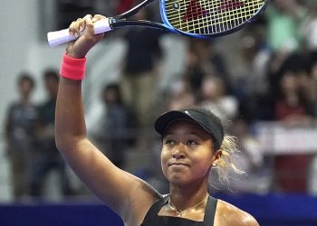 Naomi Osaka reacts after her win against Barbora Strycova in Tokyo, Friday