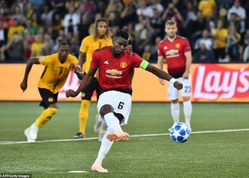 Manchester United's  Paul Pogba scores a penalty against Young Boys during their Champions League group H match