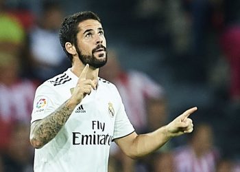 Isco celebrates after scoring the equaliser for Real Madrid against Athletic Bilbao in La Liga