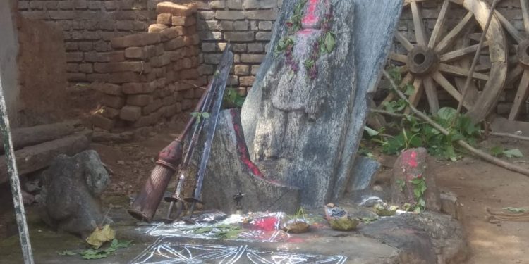 An ancient statute being worshipped at Junagarh