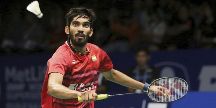 Kidambi Srikanth plays a shot against Hans-Kristian Solberg Vittinghus in Odense, Wednesday