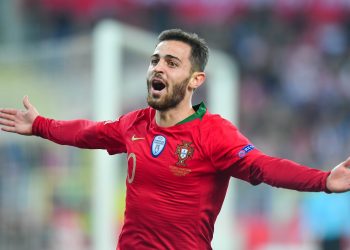 Portugal’s Bernardo Silva celebrates after scoring the winner against Poland, Thursday