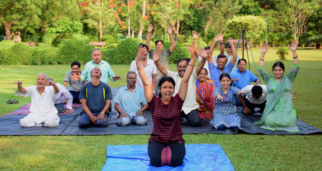 On the eve of world laughter day people participate in mass laughing at I G Park in bbsr thursday story (4)