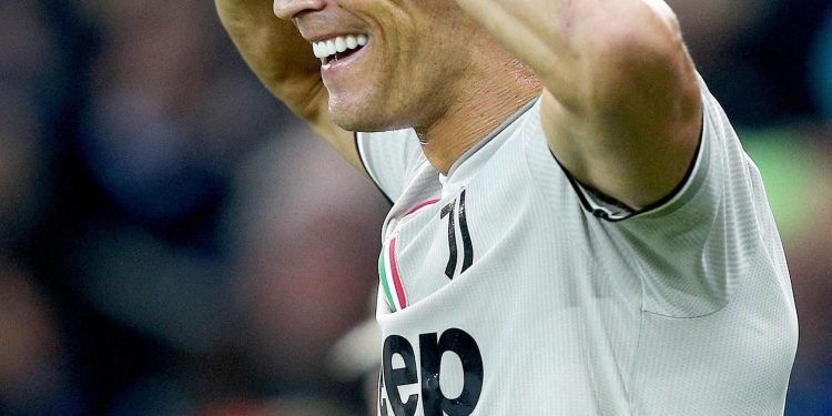 Cristiano Ronaldo celebrates after scoring the second for Juventus against Udinese, Saturday    