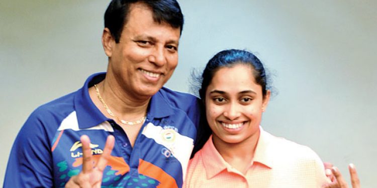 Dipa Karmakar with coach Bisheswar Nandi