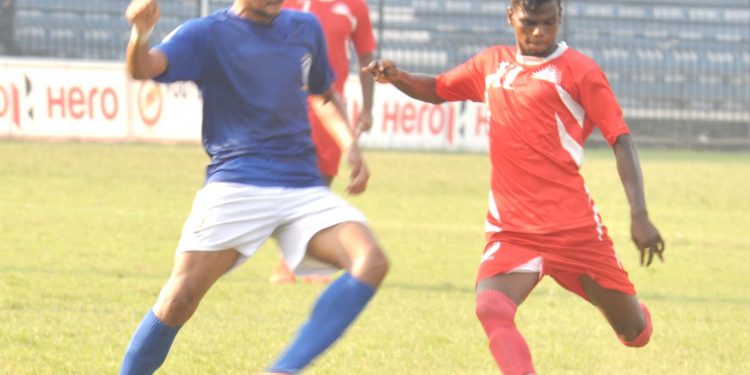 Sunrise Club and Sunshine Club players in action during their match in Cuttack, Tuesday
