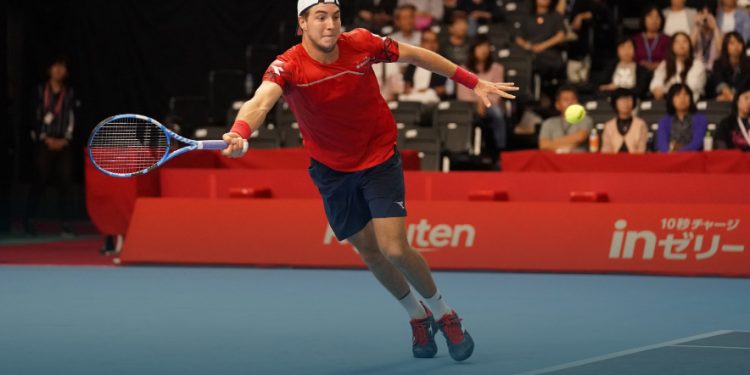 Jan-Lennard Struff in action during his match against Marin Cilic (not in picture) at Japan Open, Tuesday