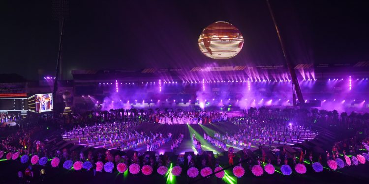 Dancers are performing at inagural session of Mens hockey world cup 2018 in Bhubaneswar on Tuesday.