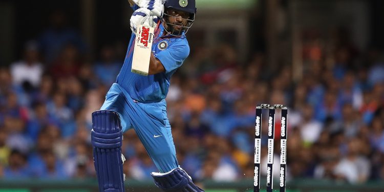 Shikhar Dhawan drives one through offside during his innings against Australia at Gabba, Wednesday 