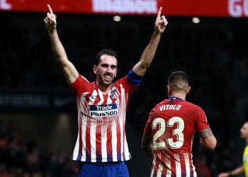 Diego Godin is ecstatic after scoring the winner against Athletic Bilbao in Madrid, Saturday