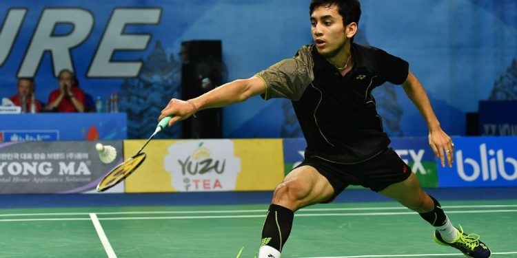 Lakshya Sen plays a shot against Chen Shiau Cheng in Markham, Thursday