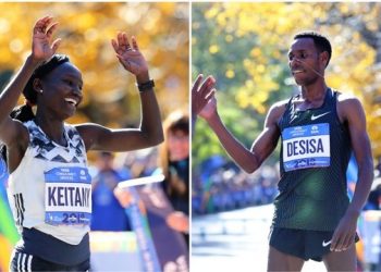 Mary Keitany(L) of Ethiopia and Lelisa Desisa of Ethiopia have won the New York City Marathon