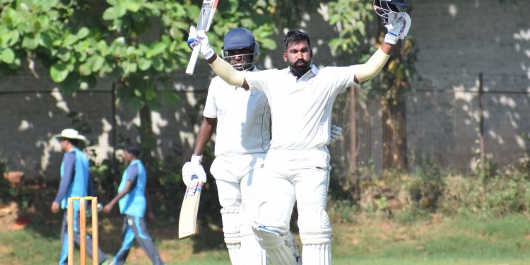 Anurag Sarangi celebrates his century