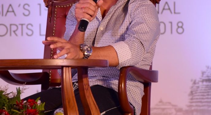 Ajinkya Rahane speaks during the Ekamra Sports Literary Festival, Saturday