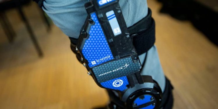 Keith Maxwell, Senior Product Manager of Exoskeleton Technologies at Lockheed Martin, wears an Exoskeleton during a Exoskeleton demonstration and discussion, in Washington, U.S., November 29, 2018. (REUTERS)