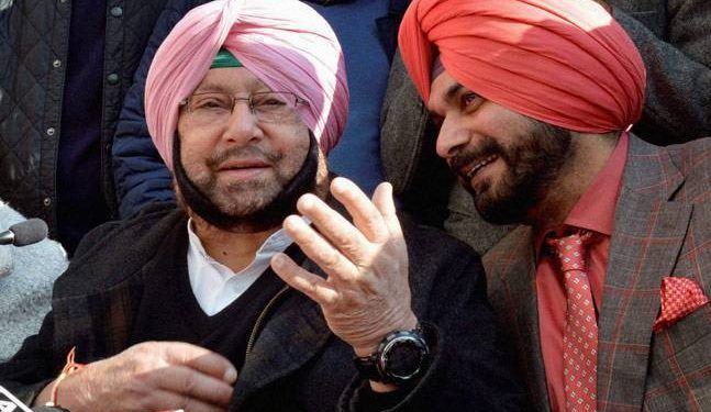 Punjab CM Amarinder Singh and Navjot Singh Sidhu. File pic