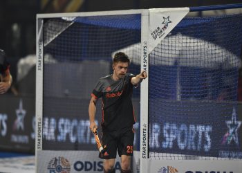 Thierry Brinkman celebrates after scoring against Canada