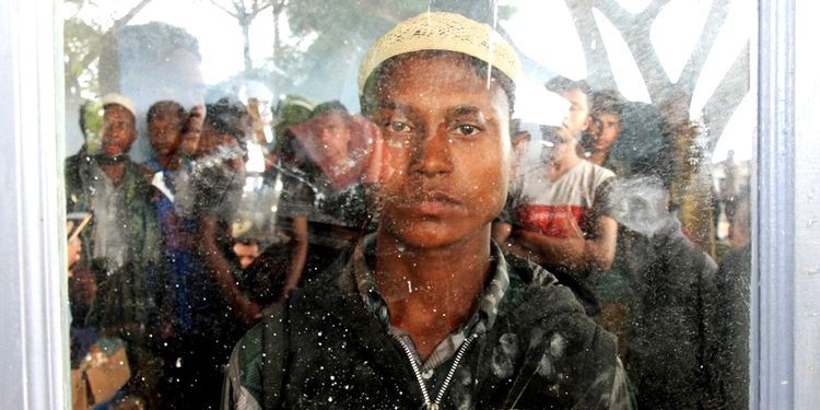 Rohingya Muslim people as seen inside a room at Kuala Idi Rayeuk port after arriving on a wooden boat in Aceh Timur, Indonesia, December 4. (AGENCIES)