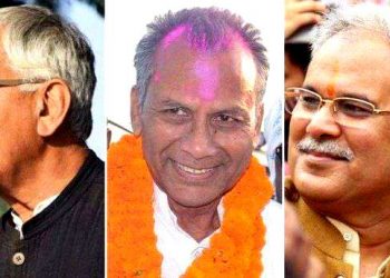 Chhattisgarh Assembly Elections 2018 Results: Bhupesh Baghel(R), Tamradhwaj Sah and TS SIngh Deo(L)