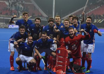 France players celebrate after their win against China at the Kalinga Stadium