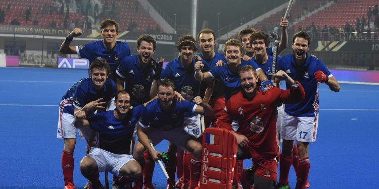 France players celebrate after their win against China at the Kalinga Stadium
