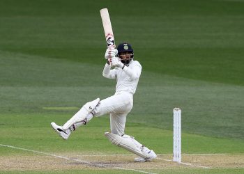 KL Rahul plays a shot during his innings against Australia at Adelaide, Saturday
