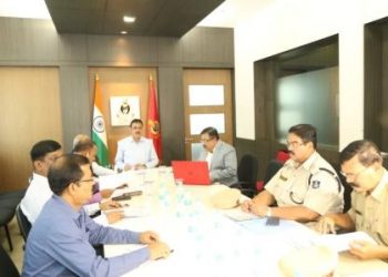 DGP Rajendra Prasad Sharma, along with other senior officials, at the meeting held in Cuttack