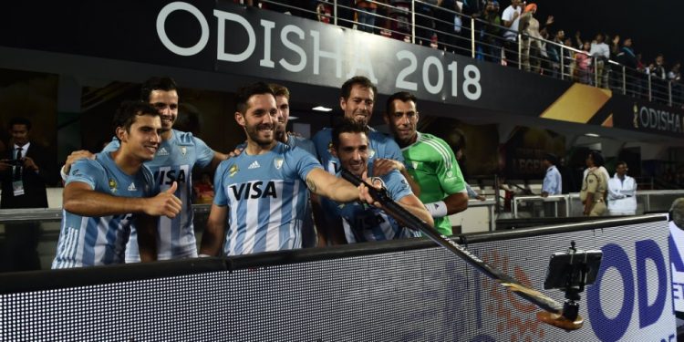 Argentina players take a groufie after their victory over New Zealand