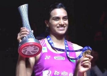 PV Sindhu after winning BWF World Tour Finals 2018. (Twitter)