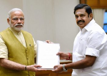 Edappadi K. Palaniswami (R) with PM Narendra Modi in Delhi. (PTI)