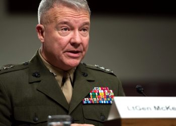 US Marine Corps Lt. Gen. Kenneth McKenzie at the Senate Armed Services Committee during his confirmation hearing for commander of the US Central Command (CENTCOM). AP