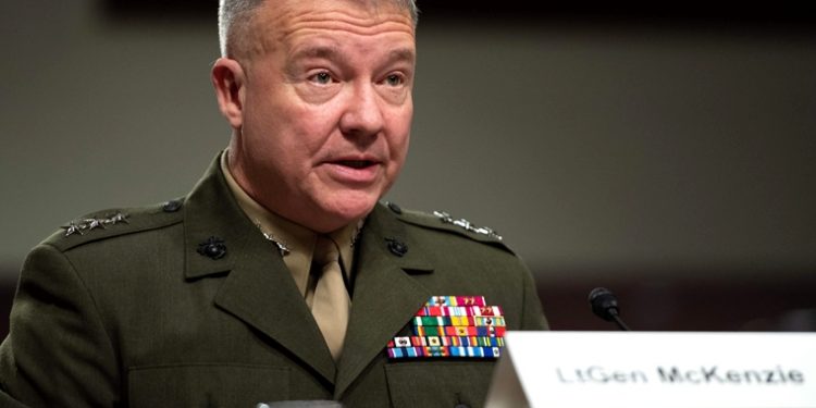 US Marine Corps Lt. Gen. Kenneth McKenzie at the Senate Armed Services Committee during his confirmation hearing for commander of the US Central Command (CENTCOM). AP