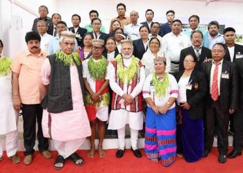 Prime Minister Narendra Modi interacts with the locals of Car Nicobar on Sunday. (TWITTER)