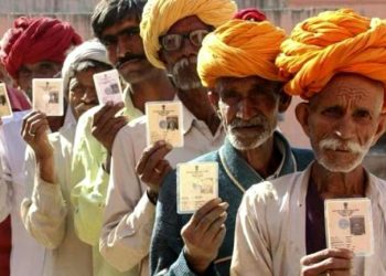 Electorates in queue before polling in Rajasthan.