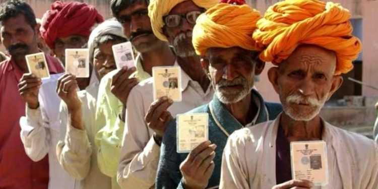 Electorates in queue before polling in Rajasthan.
