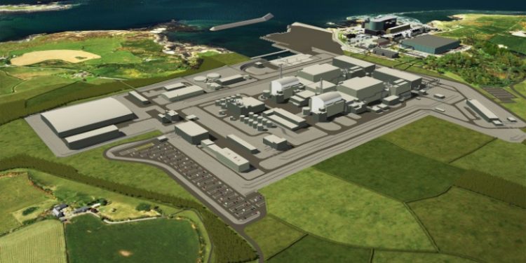 An image released on January 17, 2019 by Horizon Nuclear Power shows an artist's impression of the new Wylfa nuclear plant in Anglesey, north Wales due to be built by Hitachi (AFP)