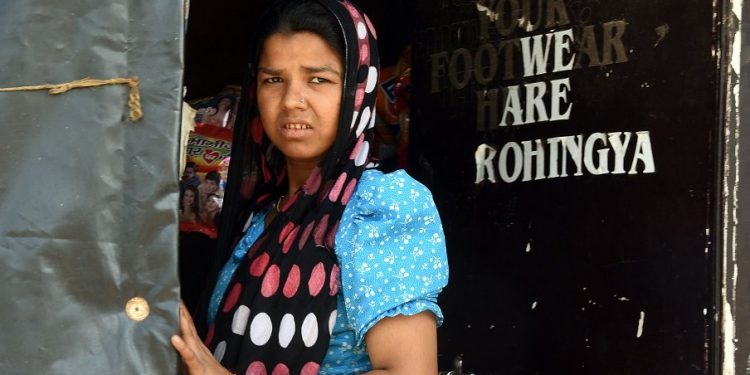 A Rohingya woman at a refugee camp near Kalindi Kunj in Delhi