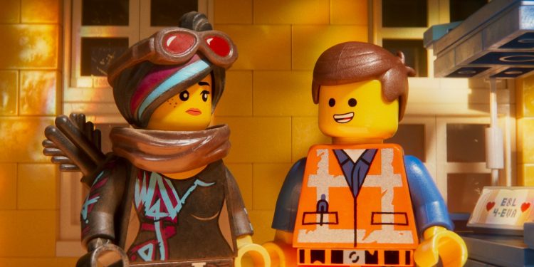 This image released by Warner Bros. Pictures shows the characters Lucy/Wyldstyle, voiced by Elizabeth Banks, left, and Emmet, voiced by Chris Pratt, in a scene from "The Lego Movie 2: The Second Part." (AP)