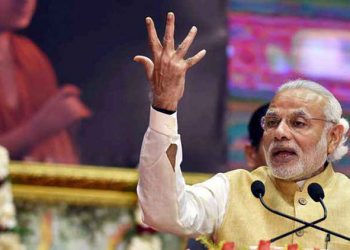 Prime Minister Narendra Modi addressing during Three years long Centenary Celebration of Sri Gaudiya Math and Mission in Kolkata in 2016. Swapan Mahapatra(PTI)