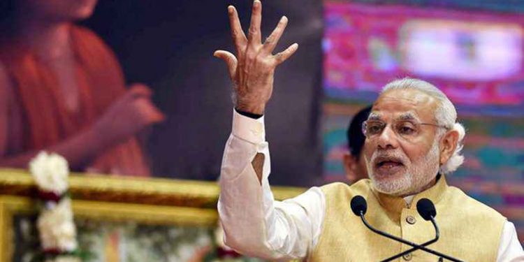 Prime Minister Narendra Modi addressing during Three years long Centenary Celebration of Sri Gaudiya Math and Mission in Kolkata in 2016. Swapan Mahapatra(PTI)