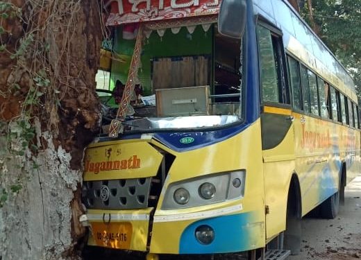 Close shave for 30 pilgrims as bus rams tree