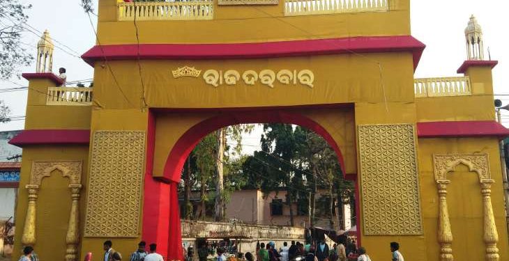 A large gate resembling the entrance to Kansa’s royal court has added colour to the Bargarh Dhanu Yatra festival 