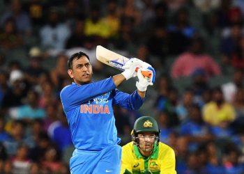 MS Dhoni looks on as he hits one out of the ground during his knock at Adelaide, Tuesday