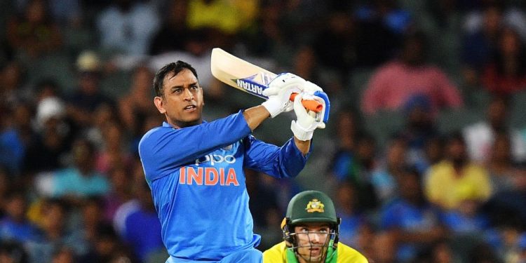 MS Dhoni looks on as he hits one out of the ground during his knock at Adelaide, Tuesday