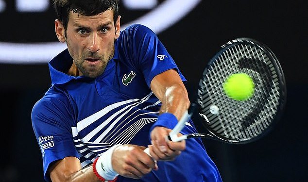 Novak Djokovic plays a shot against Jo-Wilfried Tsonga in Melbourne, Thursday