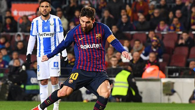 Lionel Messi in action during Barcelona's game, Sunday