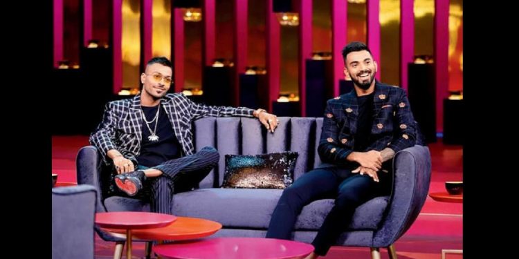 Hardik Pandya (L) and KL Rahul during the talk show